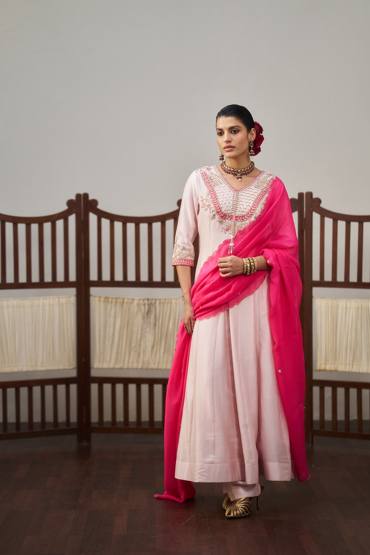 Pastel Pink Anarkali Set