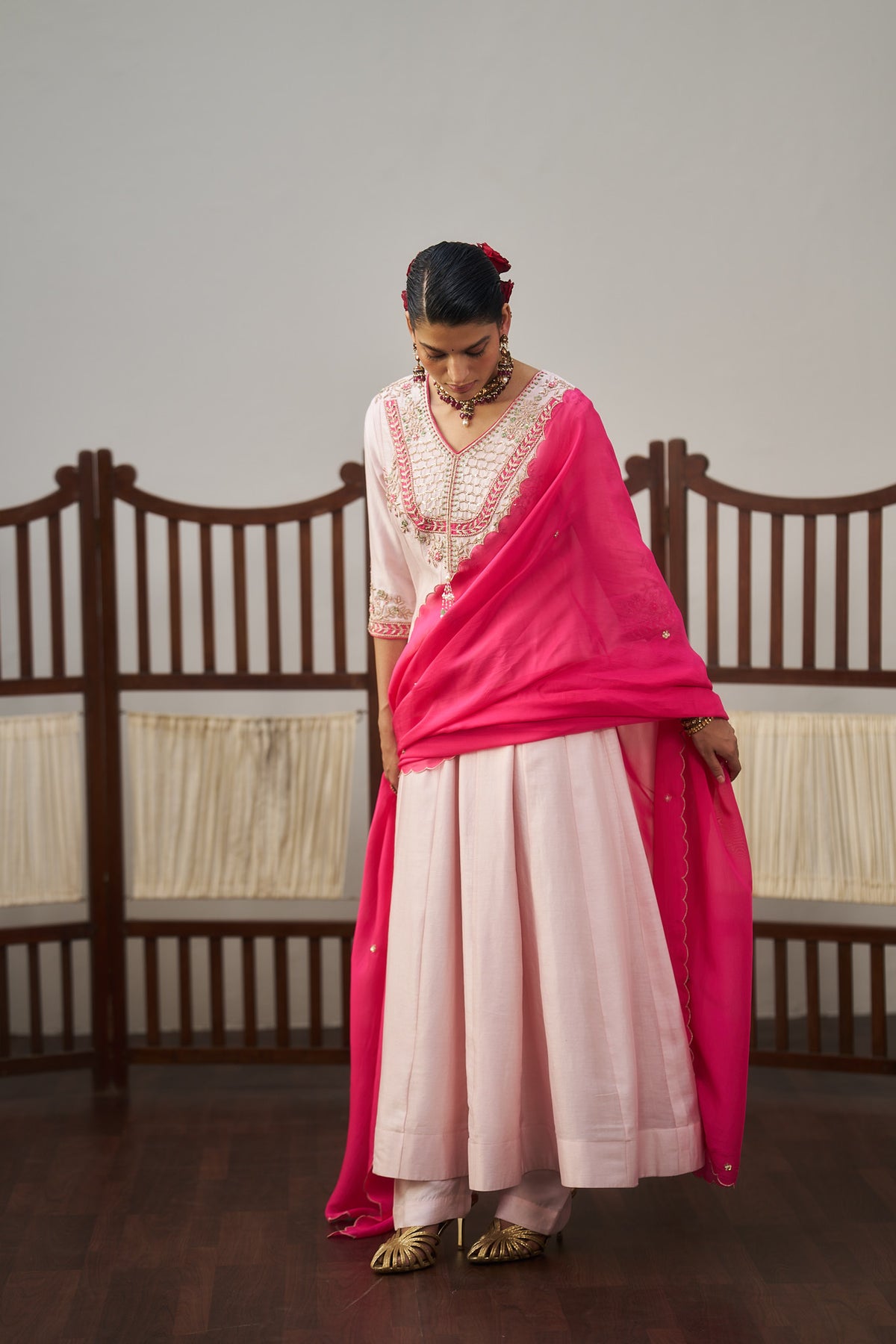 Pastel Pink Anarkali Set