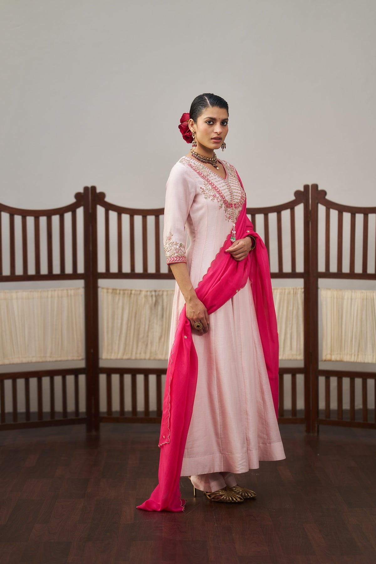 Pastel Pink Anarkali Set