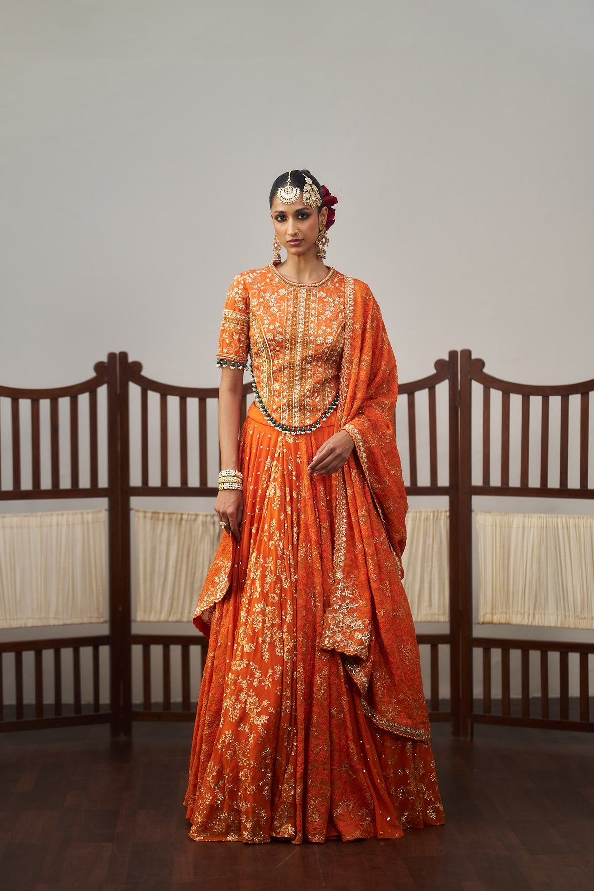 Orange Heavy Lehenga Set