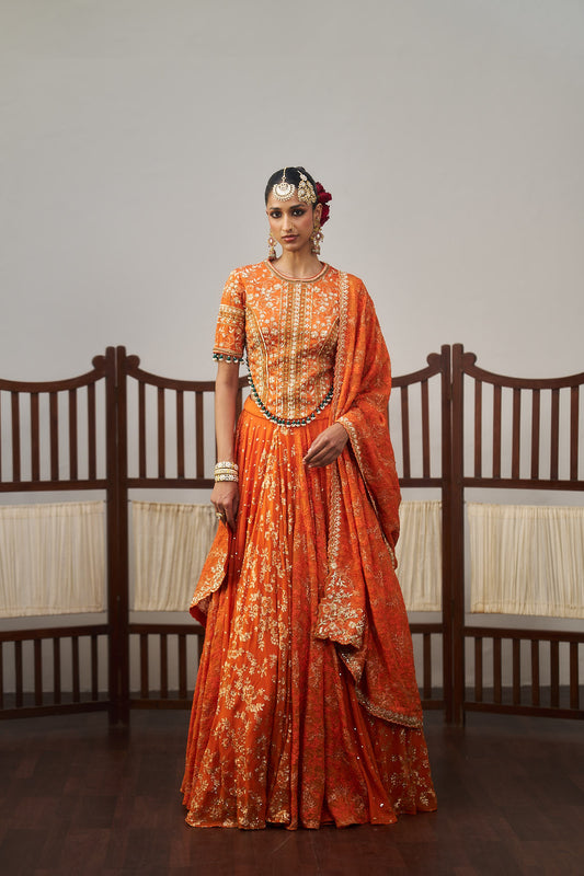 Orange Heavy Lehenga Set