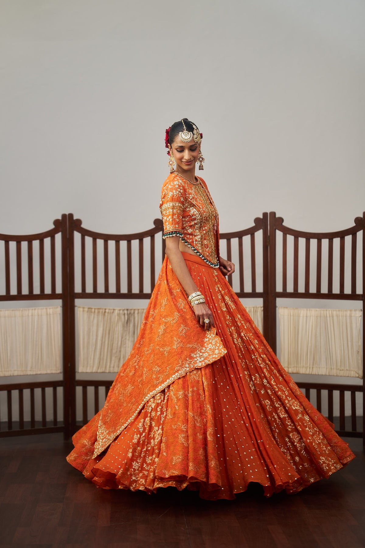 Orange Heavy Lehenga Set