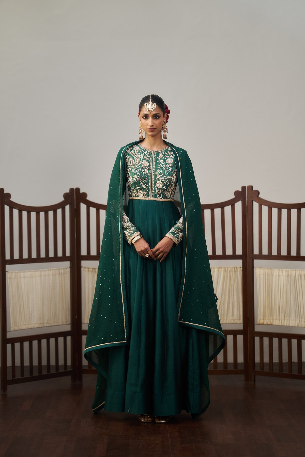 Dark Green Anarkali Set