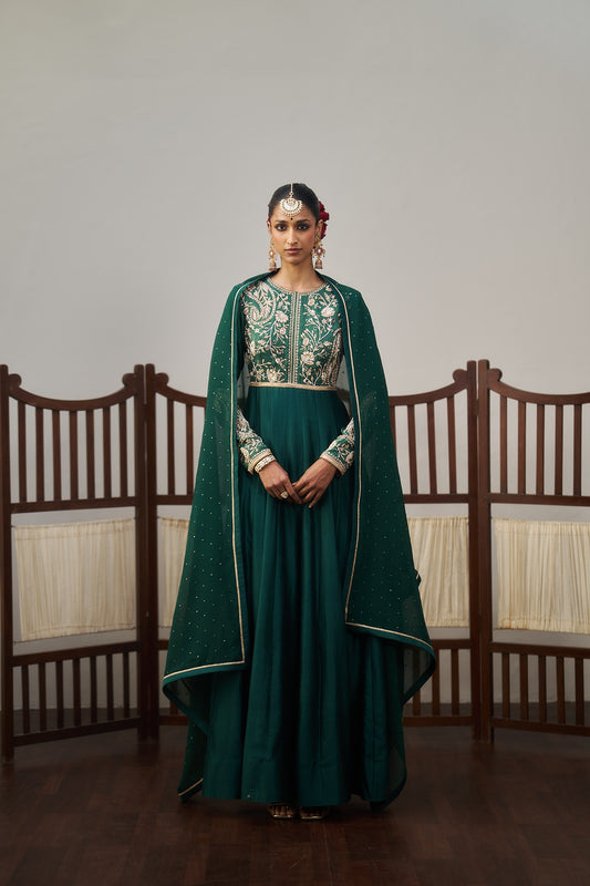Dark Green Anarkali Set