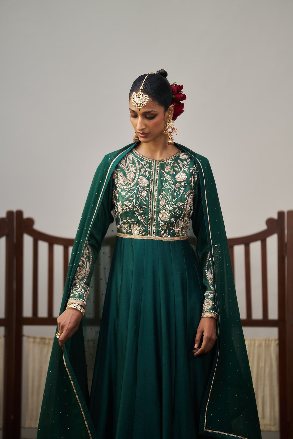 Dark Green Anarkali Set