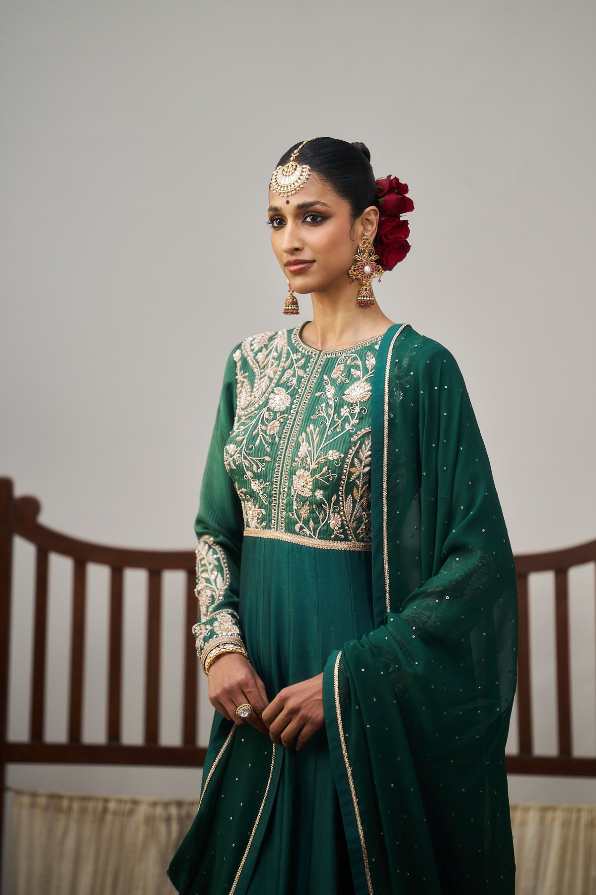 Dark Green Anarkali Set