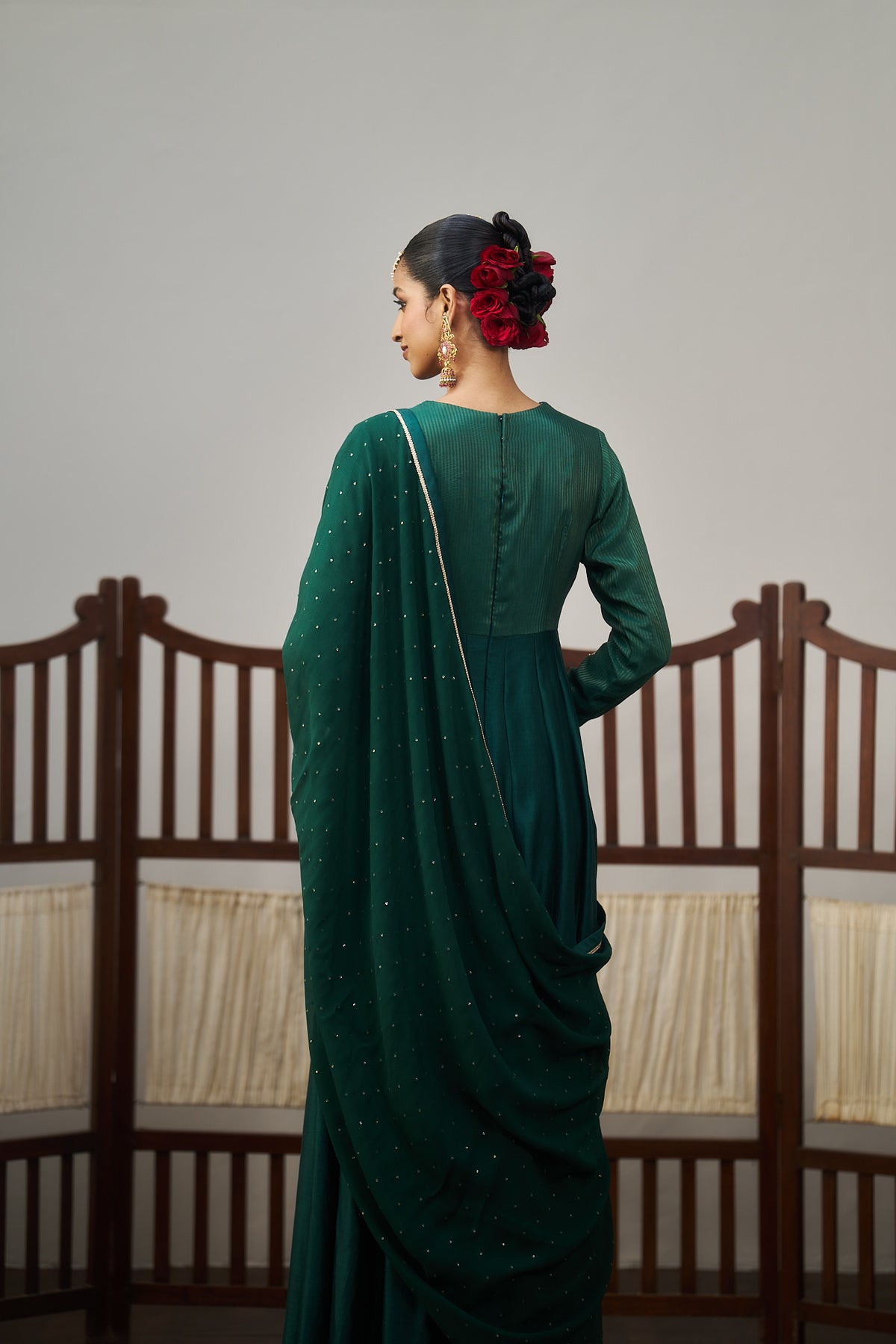 Dark Green Anarkali Set