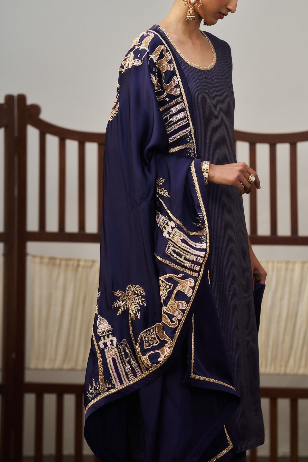 Burgundy Stripe Dazzling Kurta Set