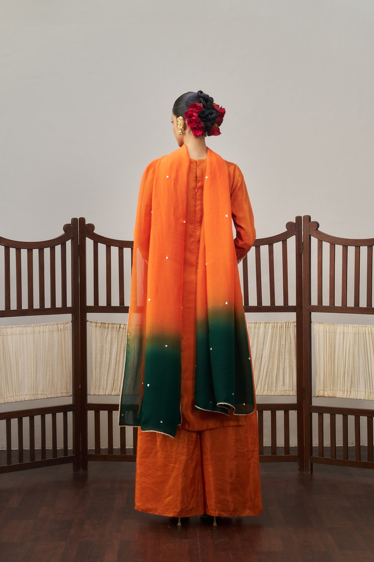 Orange Stripe Dazzling Kurta Set
