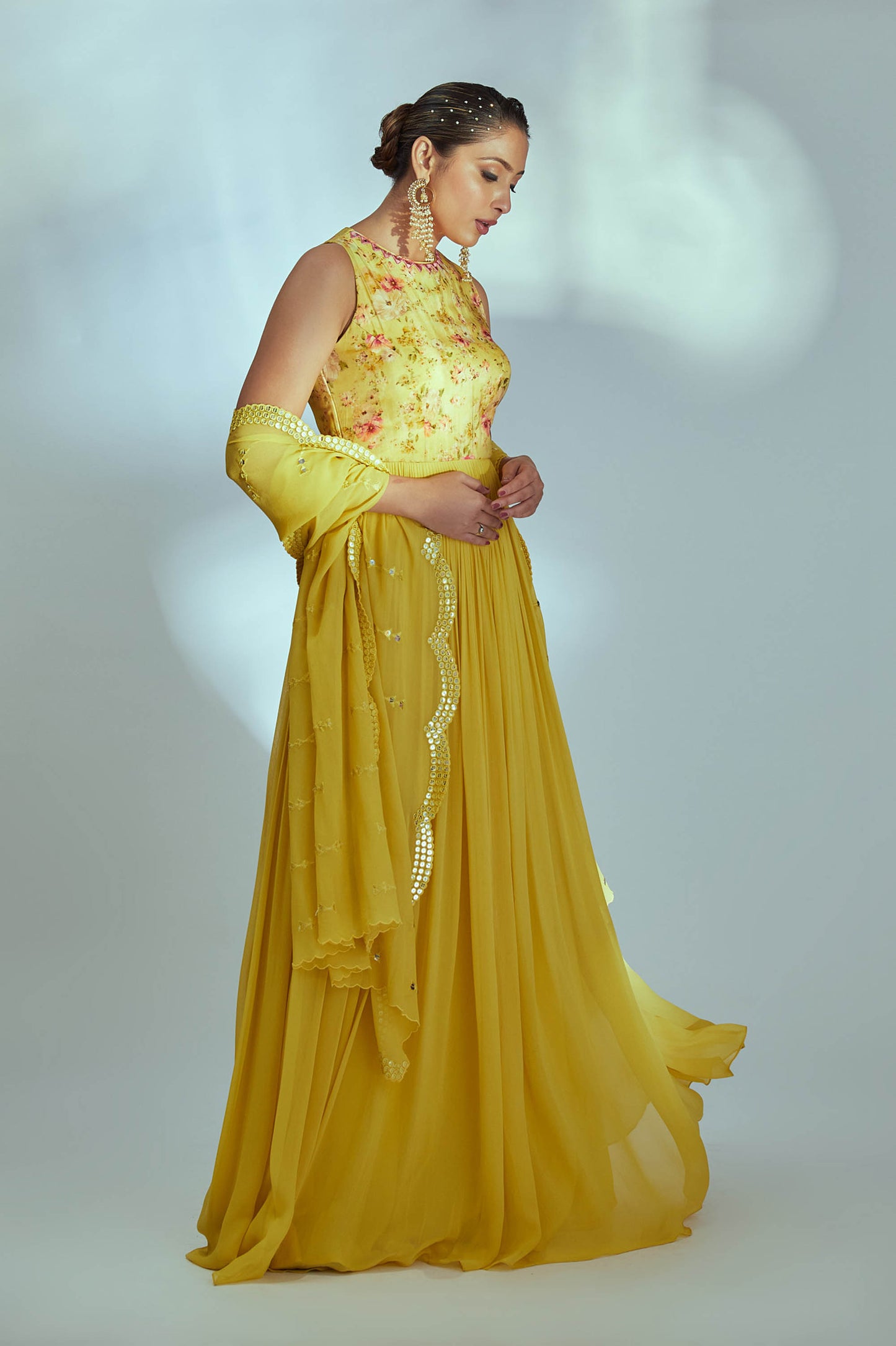 Yellow Georgette Anarkali Set