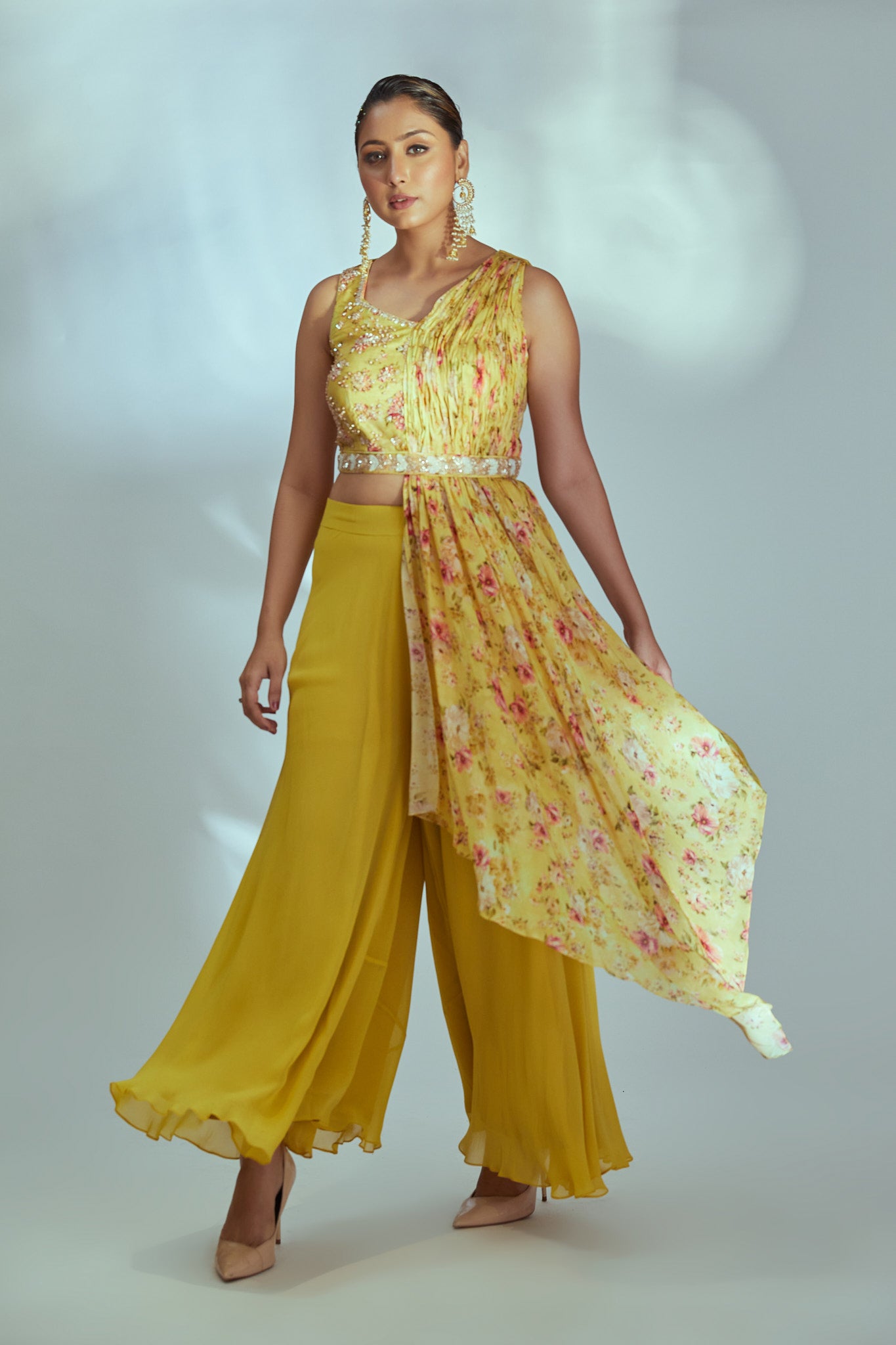 Yellow Georgette Pant Set