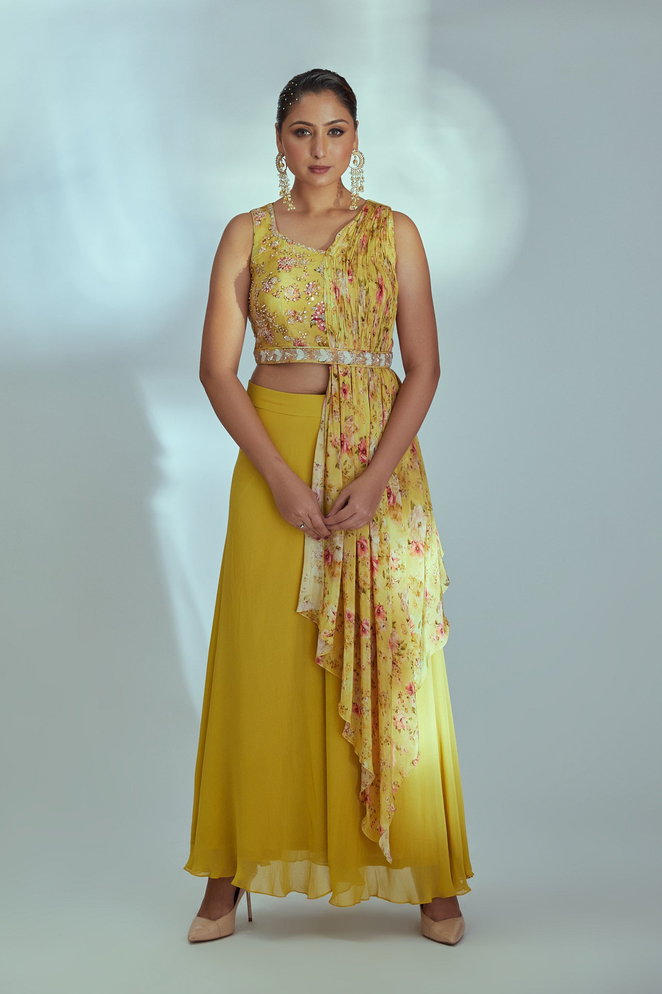 Yellow Georgette Pant Set