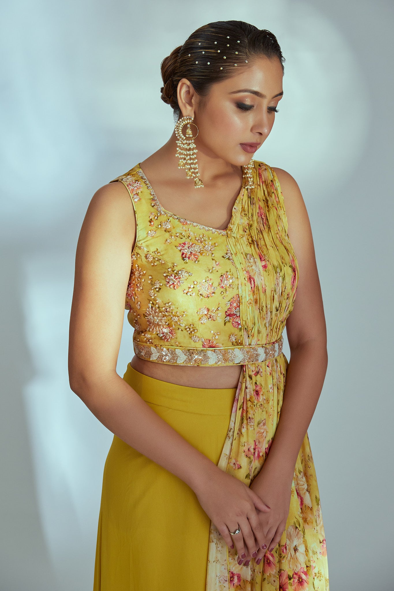 Yellow Georgette Pant Set