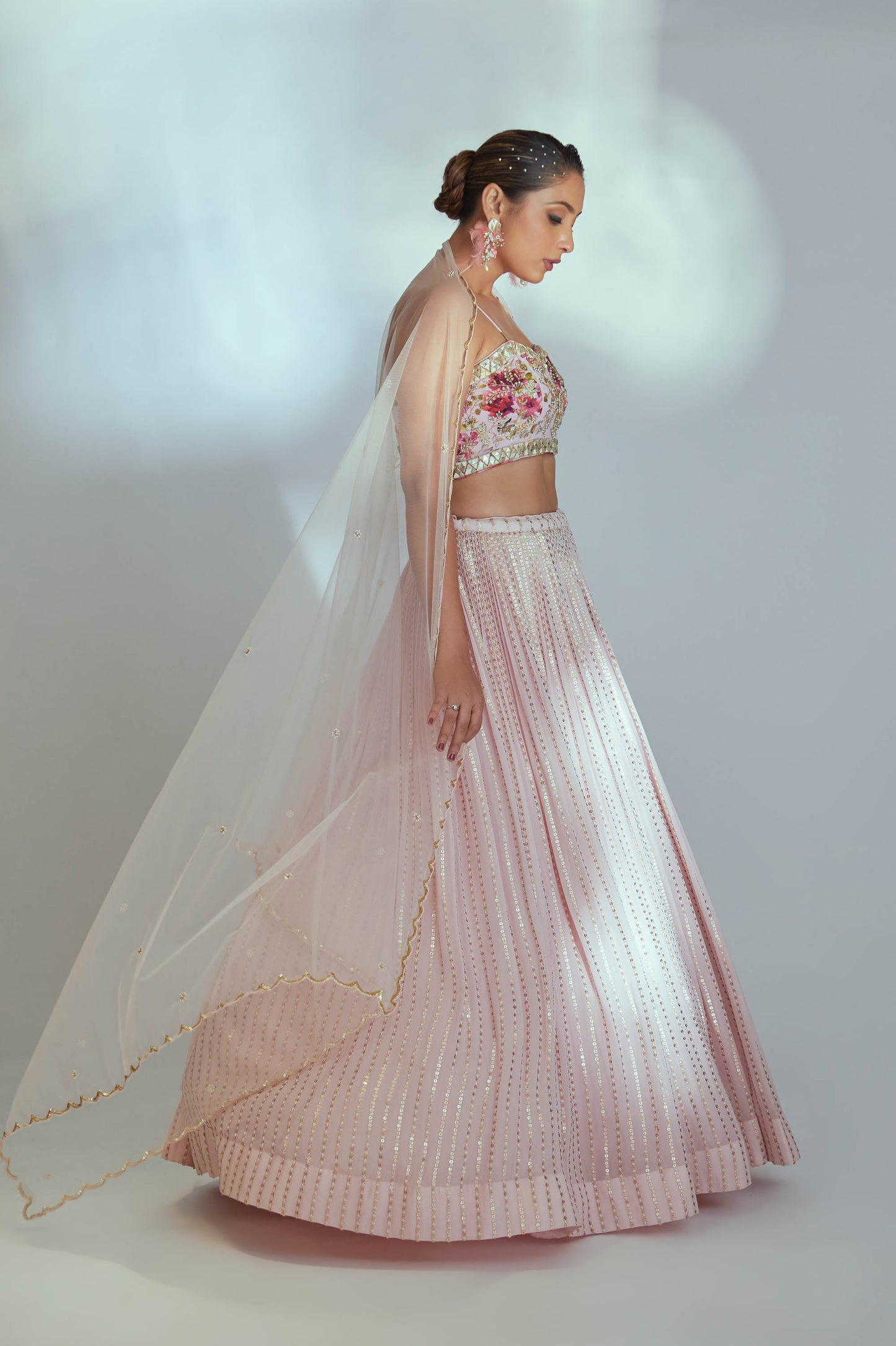 Pink bustier lehenga set