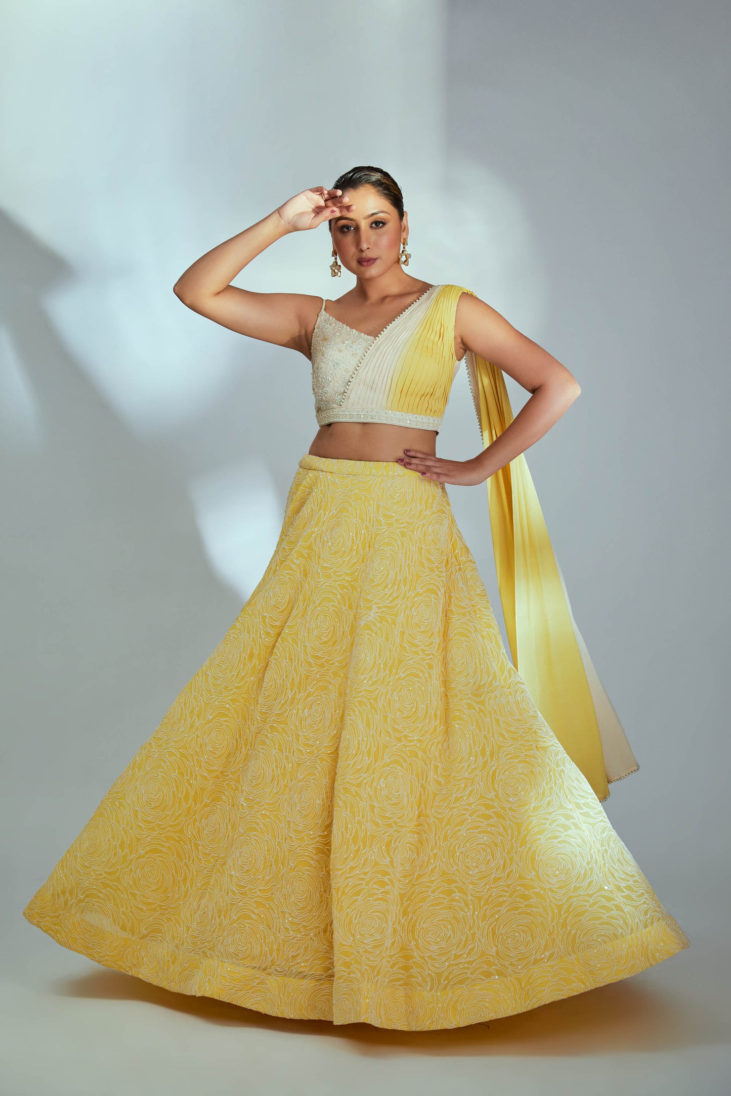 Yellow ombre lehenga set