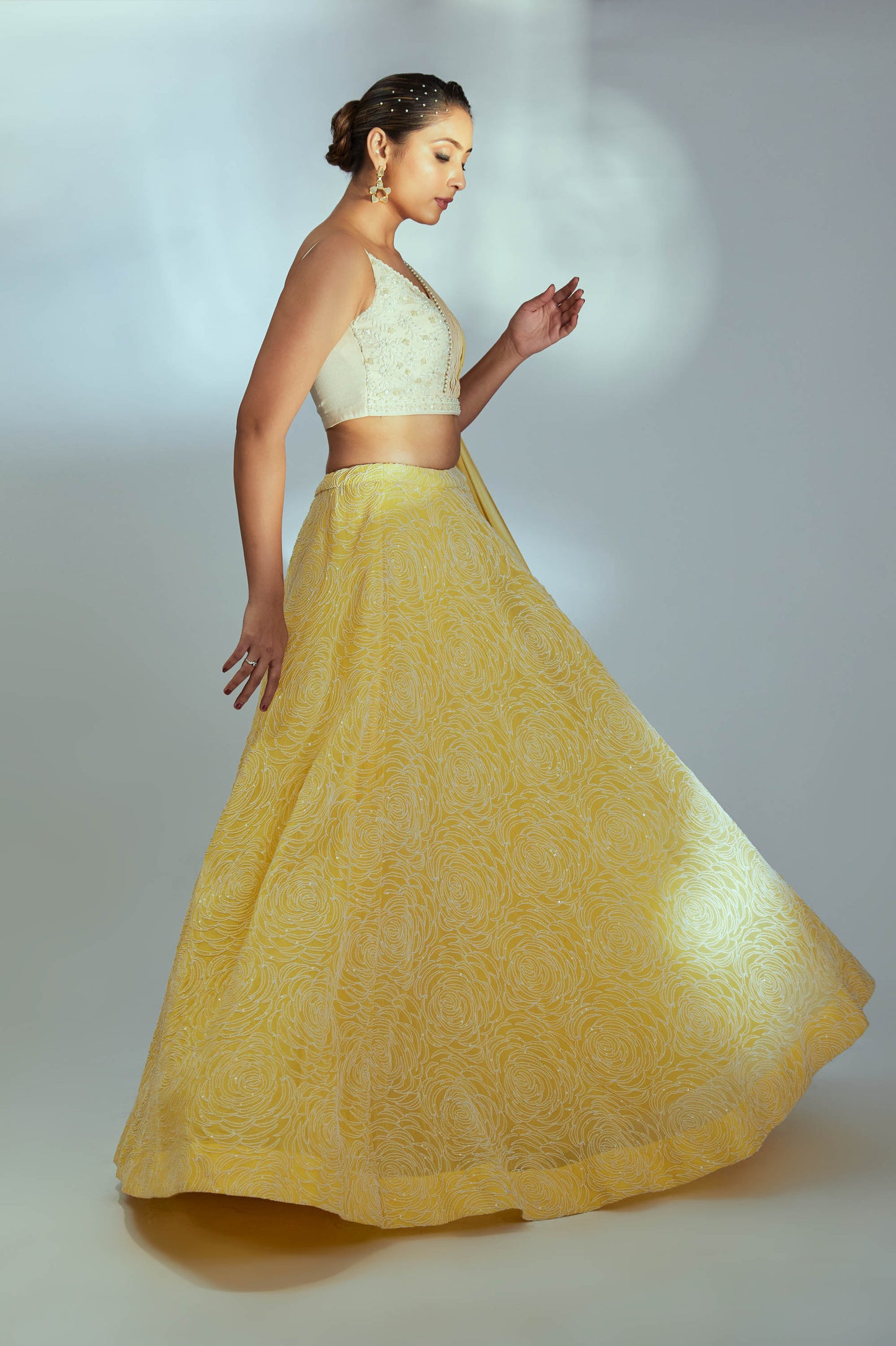 Yellow ombre lehenga set