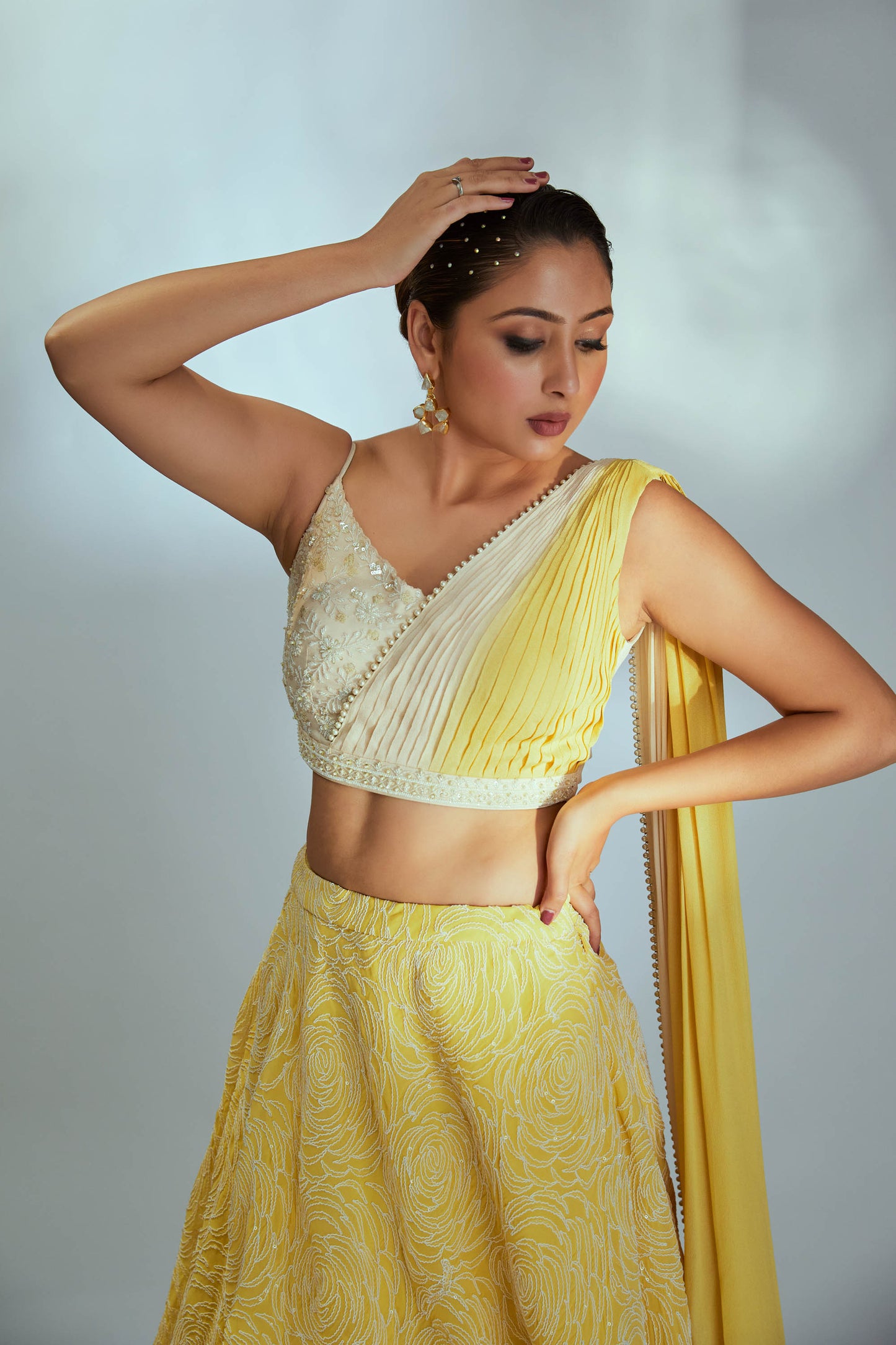 Yellow ombre lehenga set