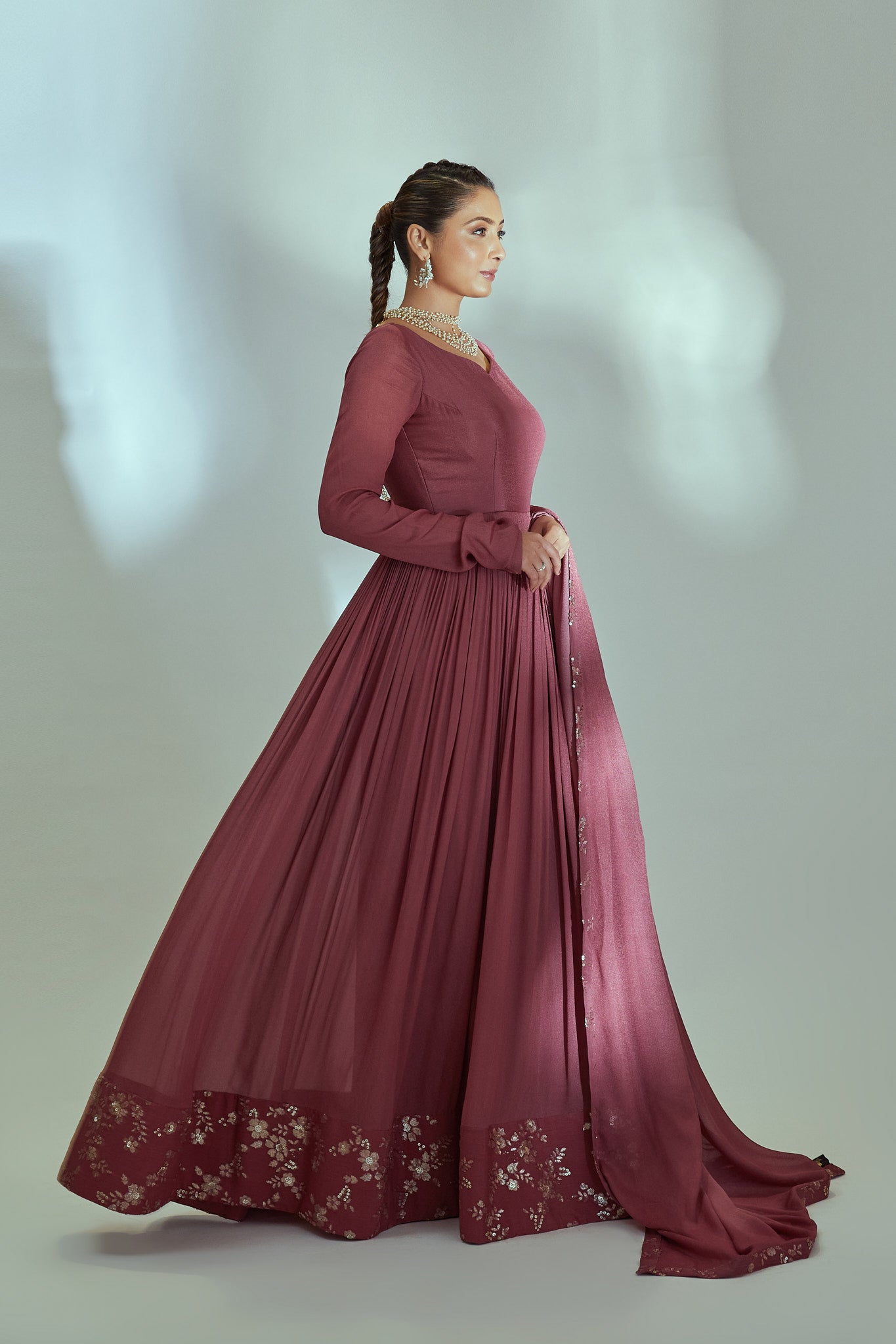 Mauve Anarkali Set