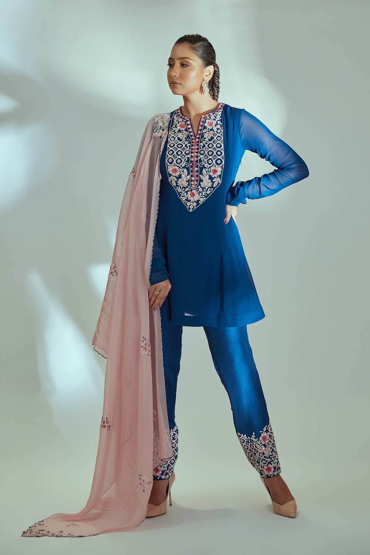 Blue Georgette Anarkali Set