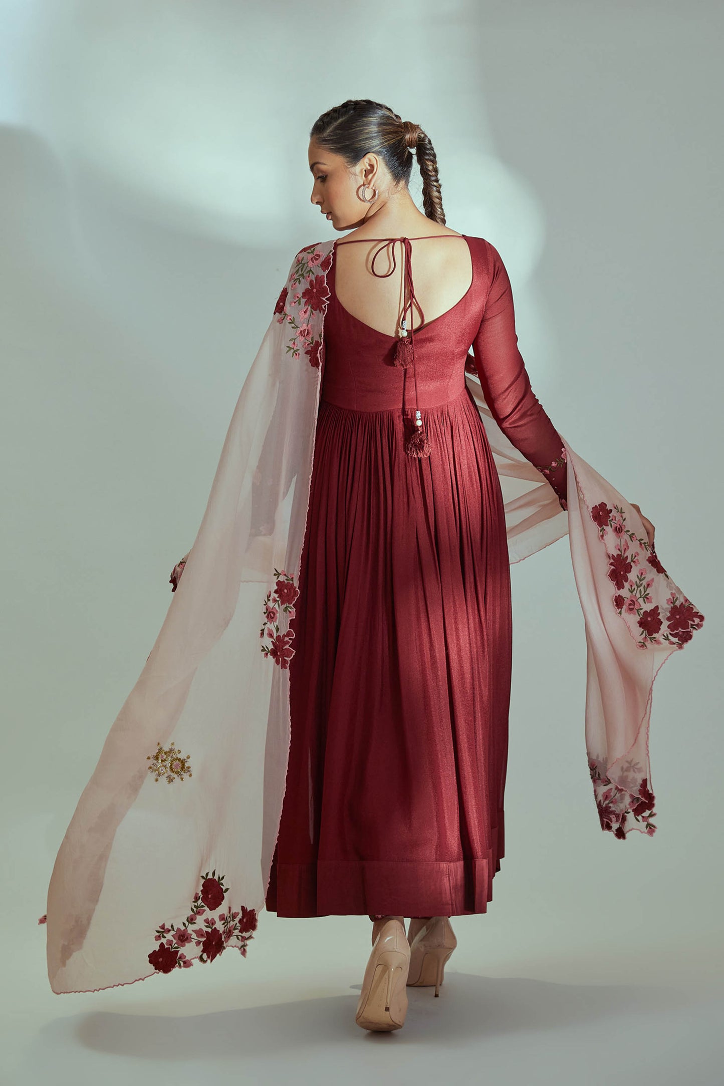 Maroon Georgette Anarkali Set