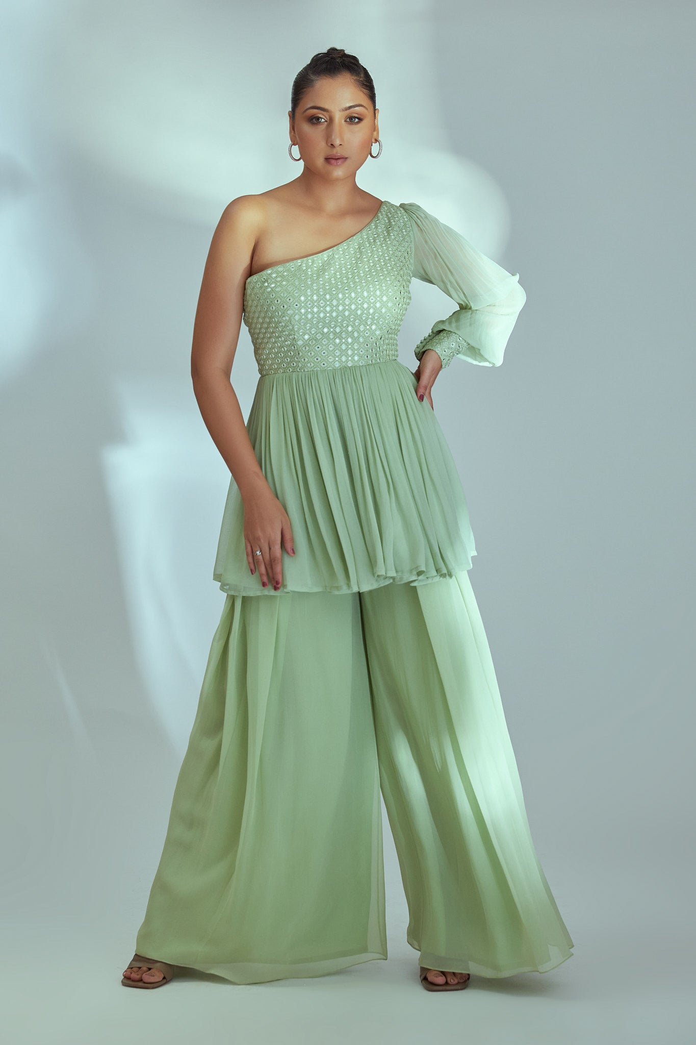 Green Georgette Pant Set