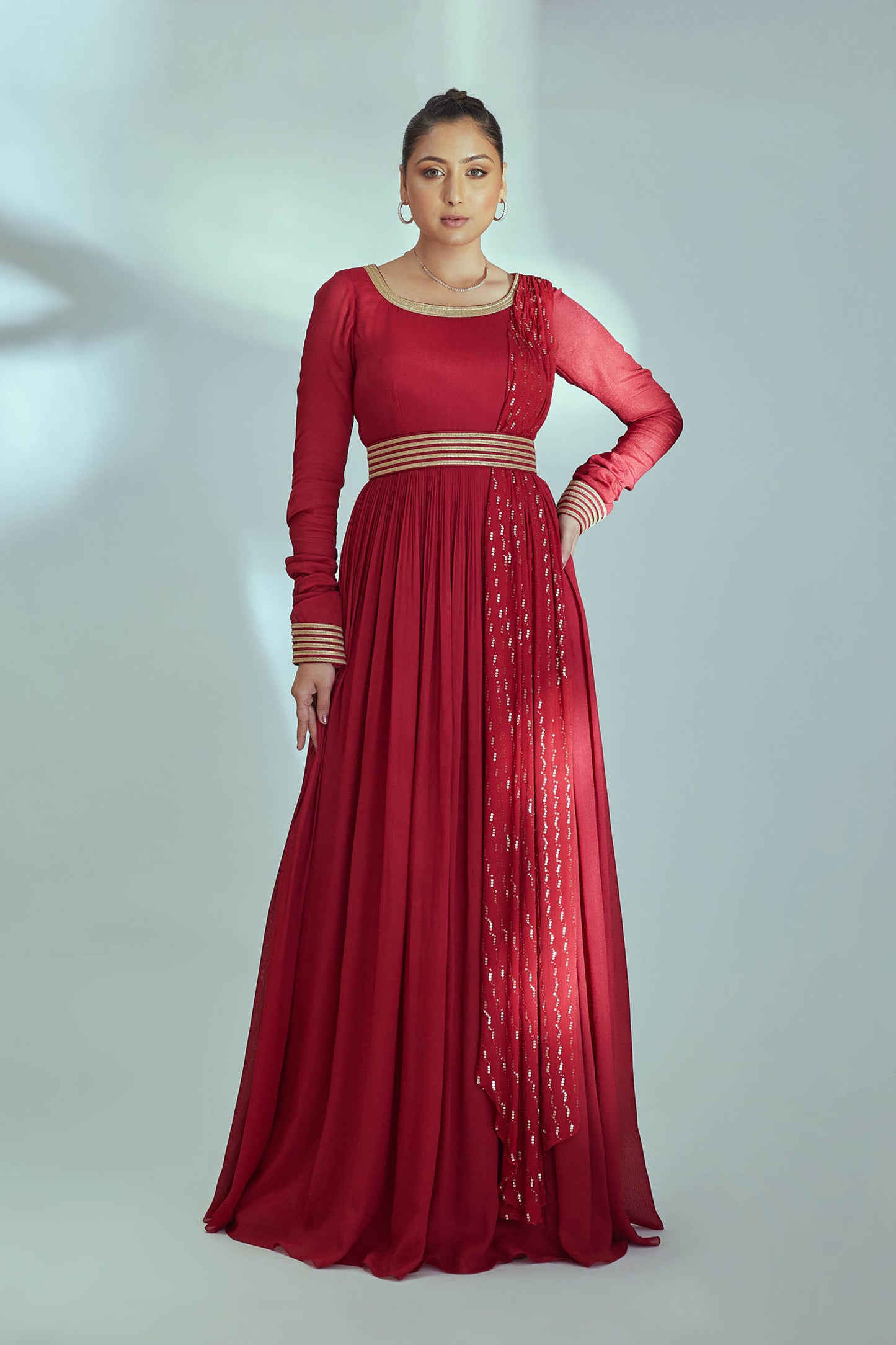 Red Georgette Crepe Anarkali