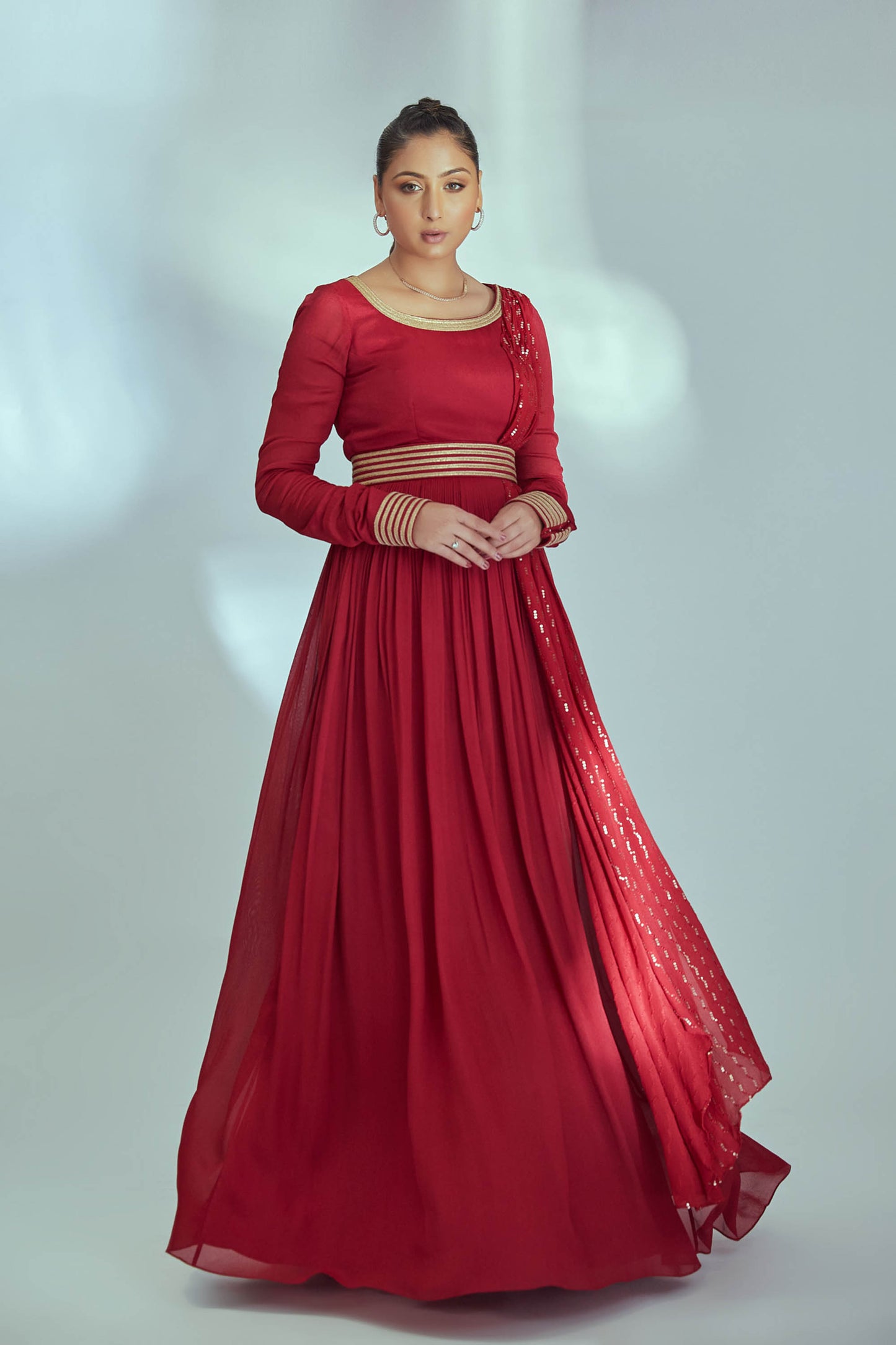 Red Georgette Crepe Anarkali