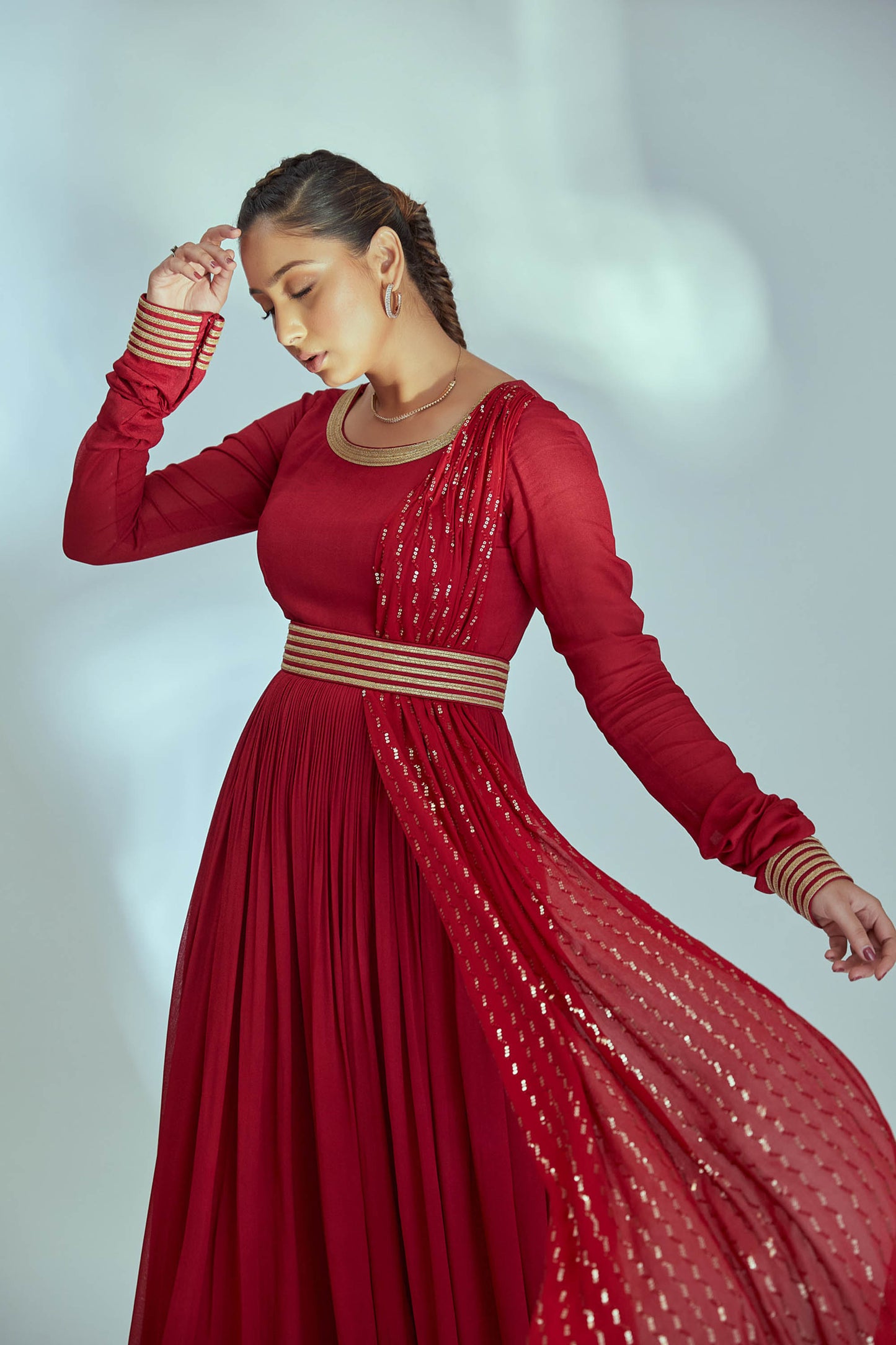 Red Georgette Crepe Anarkali