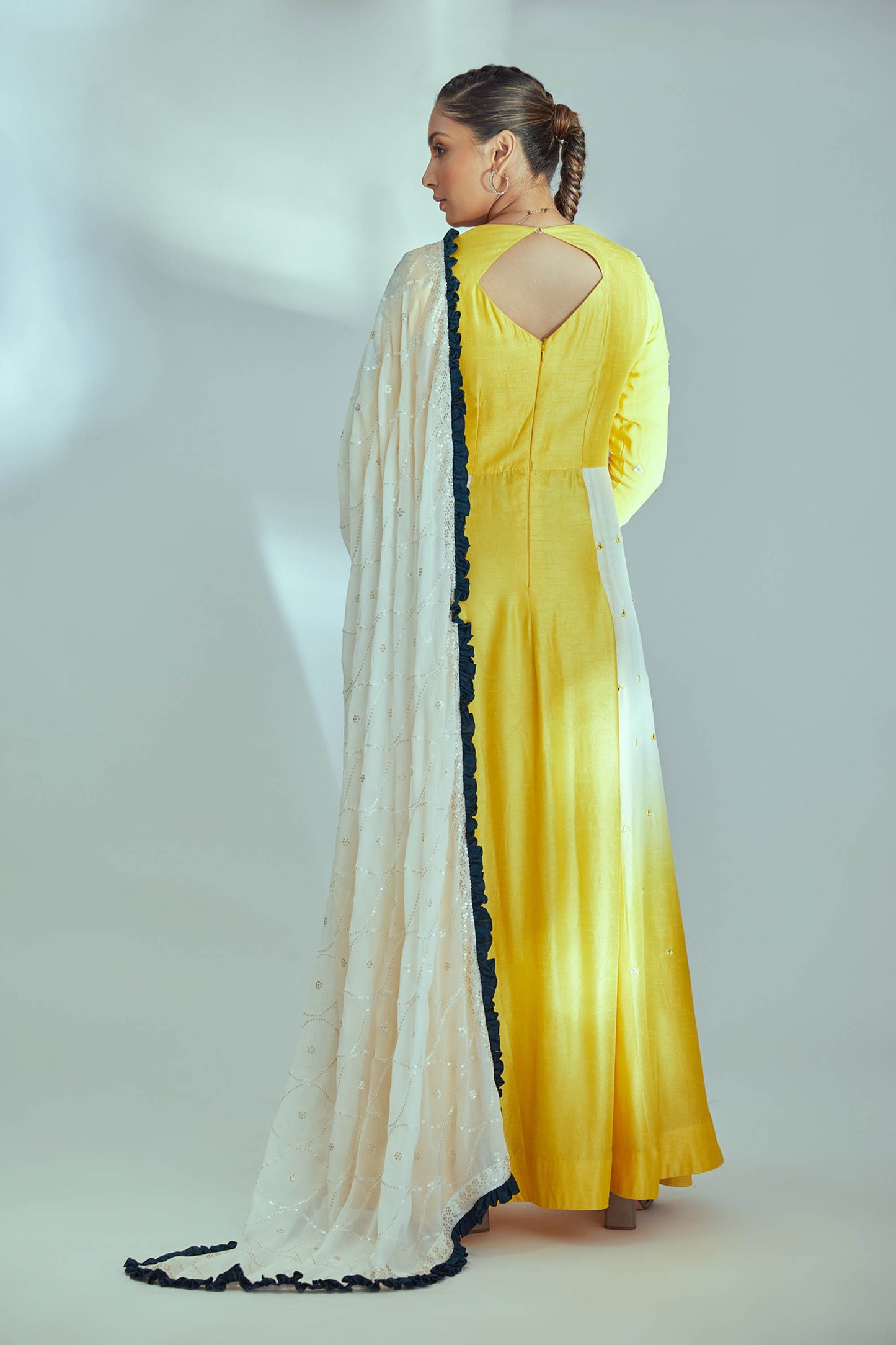 Yellow Georgette Crepe Anarkali Set