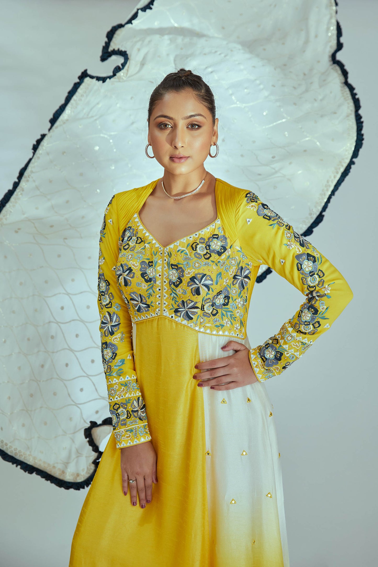 Yellow Georgette Crepe Anarkali Set