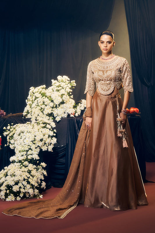 Dark Nude/ Brown Lehenga Set