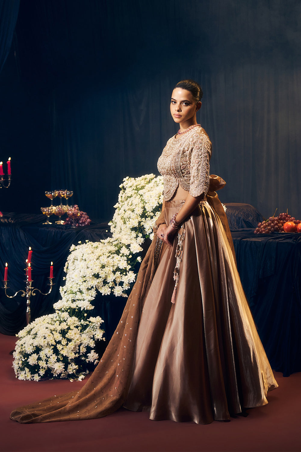 Dark Nude/ Brown Lehenga Set