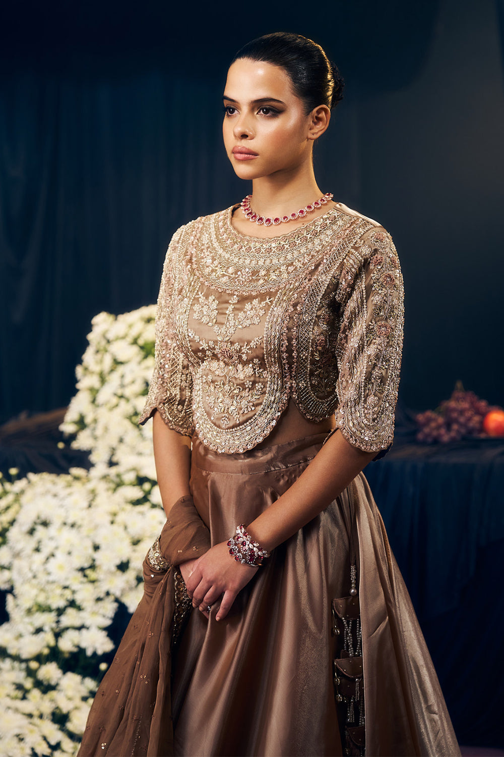 Dark Nude/ Brown Lehenga Set