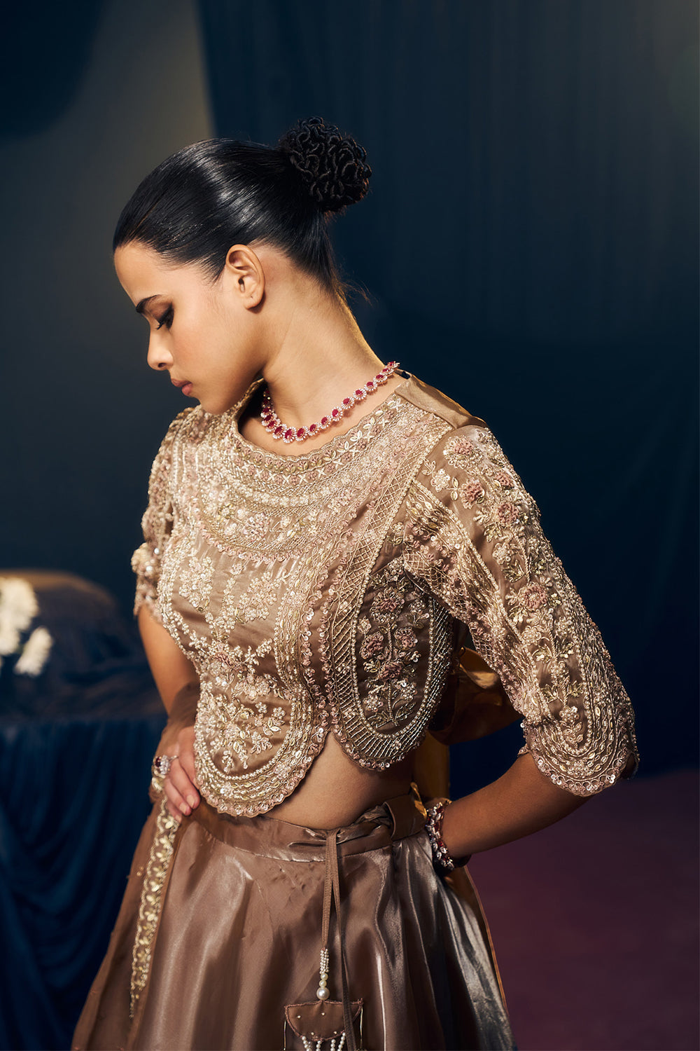 Dark Nude/ Brown Lehenga Set