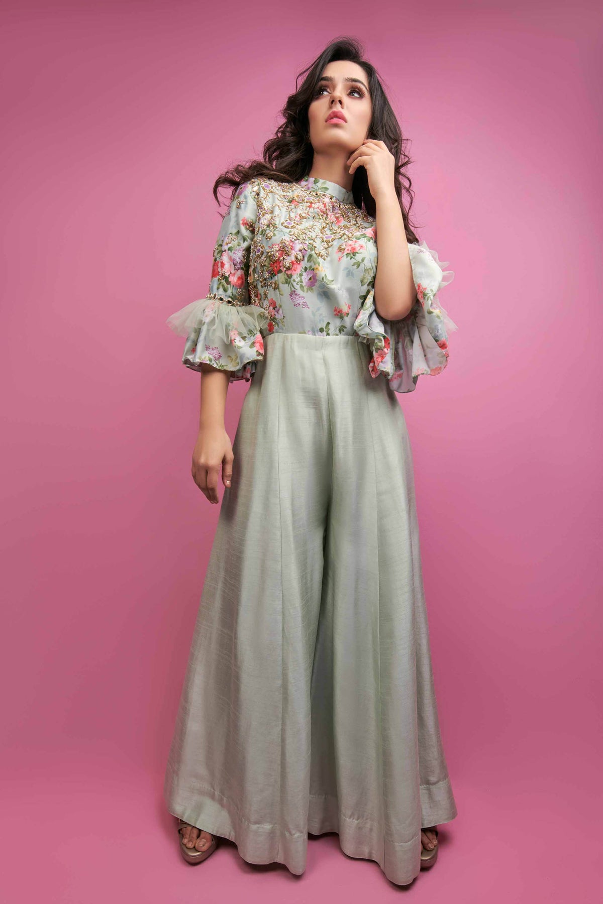 Sea Green Handcrafted Jumpsuit