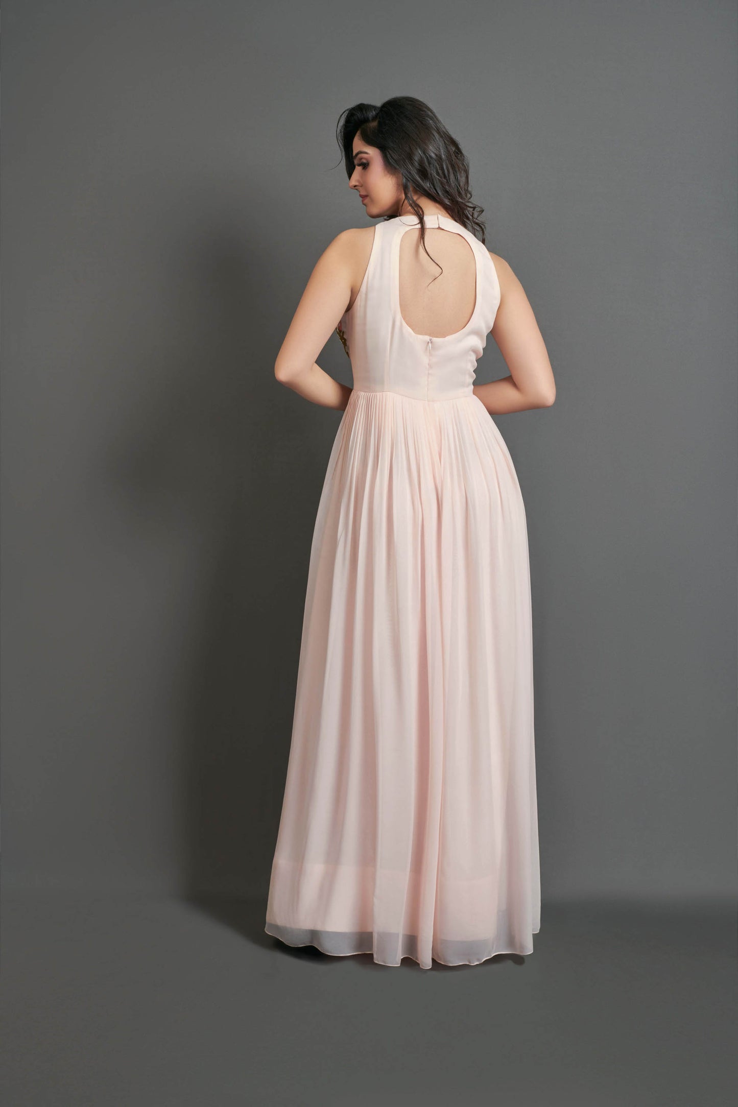 Blush Pink Embroidered Maxi Dress