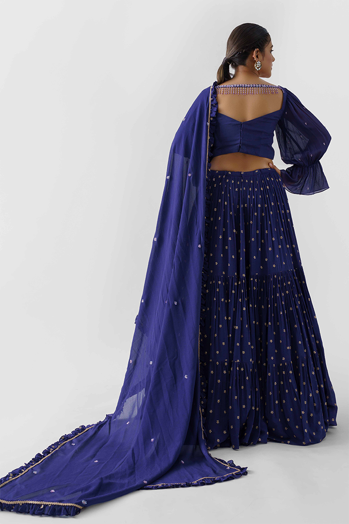 Midnight Blue Layered Lehenga Set