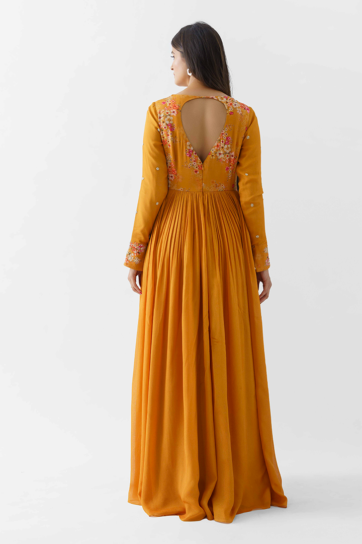 Mustard Yellow Hand Embroidered Dress