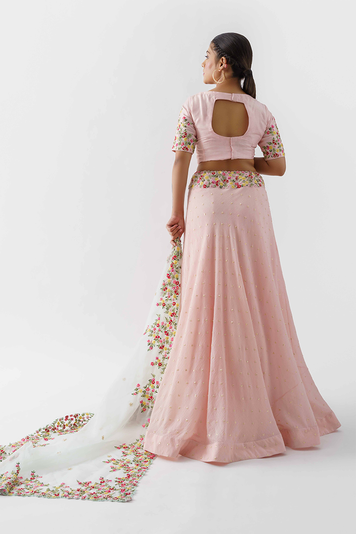 Light Pink Embroidered Lehenga Set