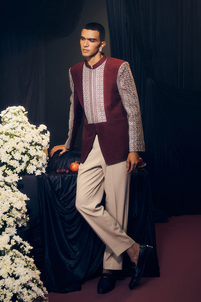 Maroon Jodhpuri Set