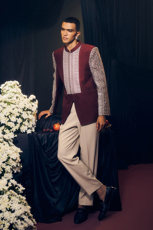 Lilac & Maroon Jodhpuri Set