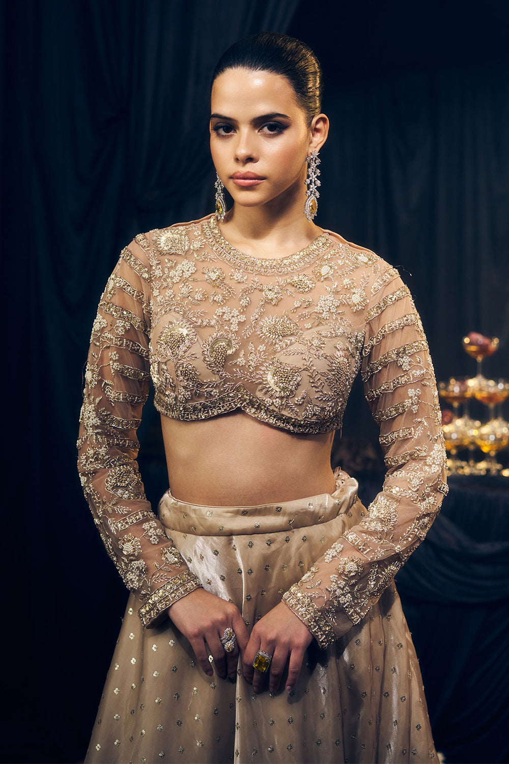 Nude/ Light Gold Lehenga Set