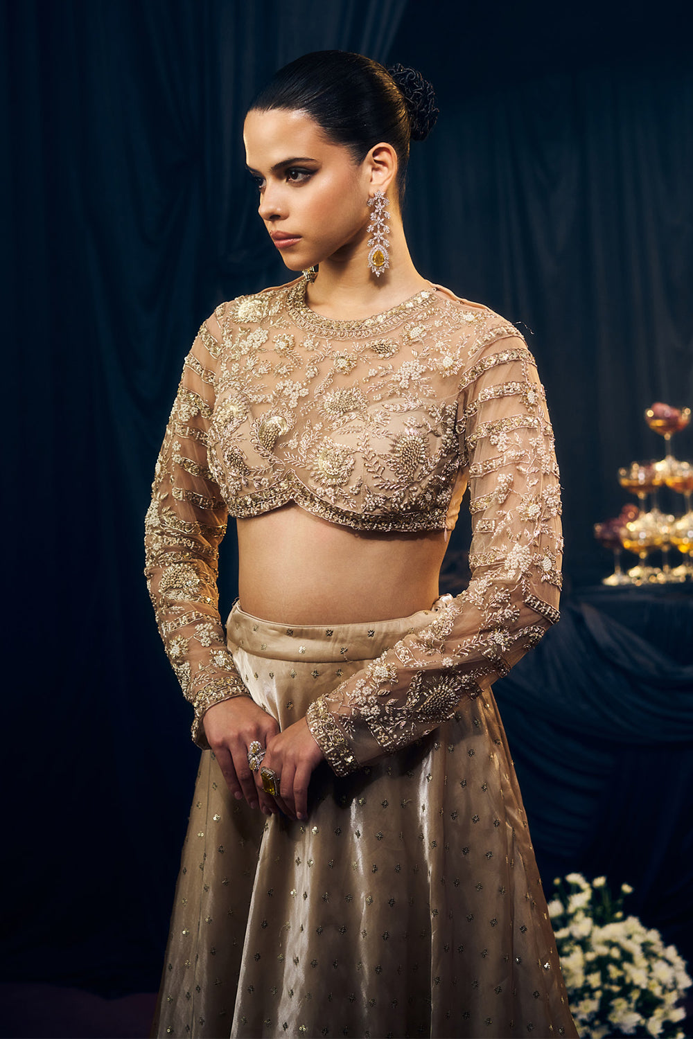 Nude/ Light Gold Lehenga Set