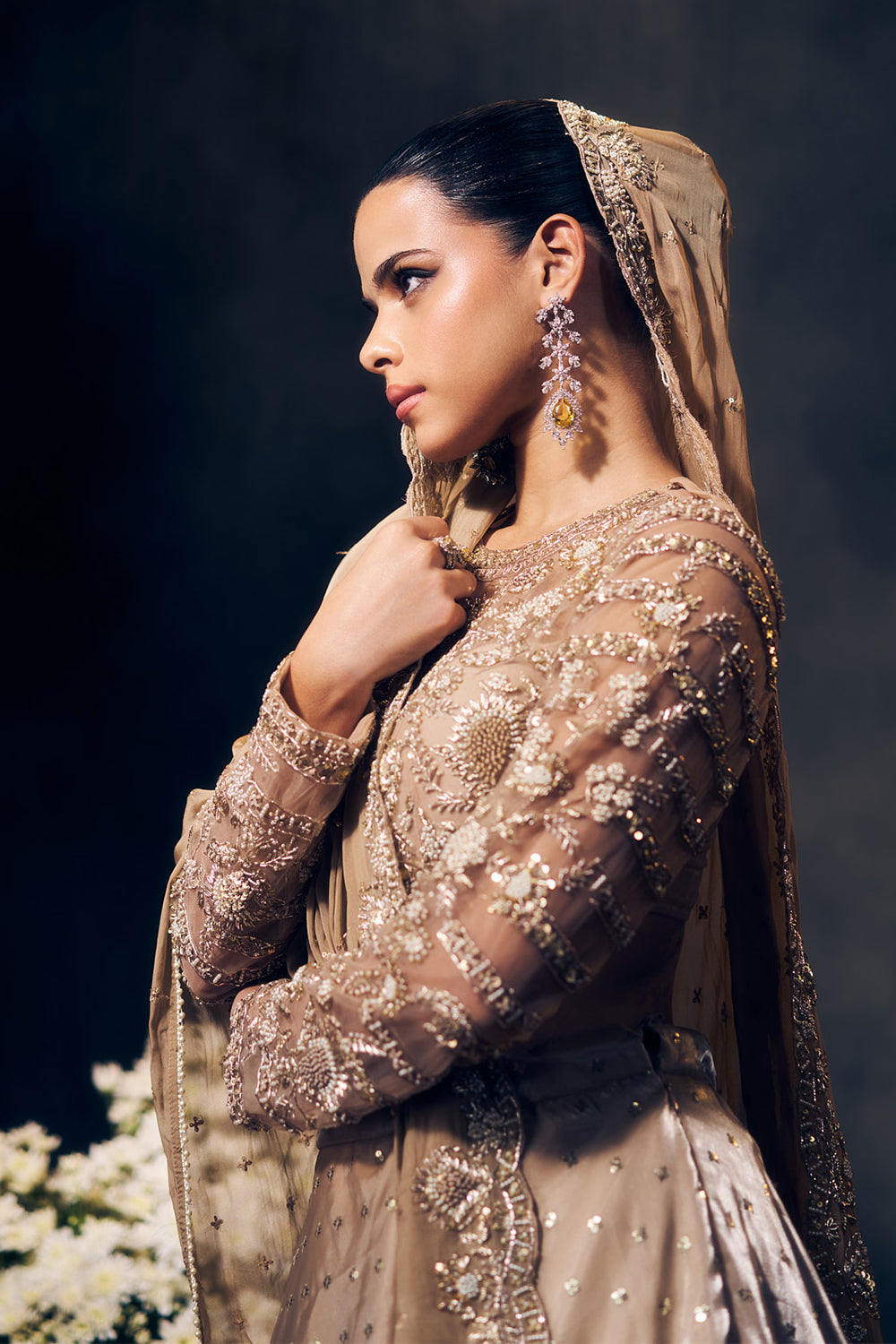 Nude/ Light Gold Lehenga Set