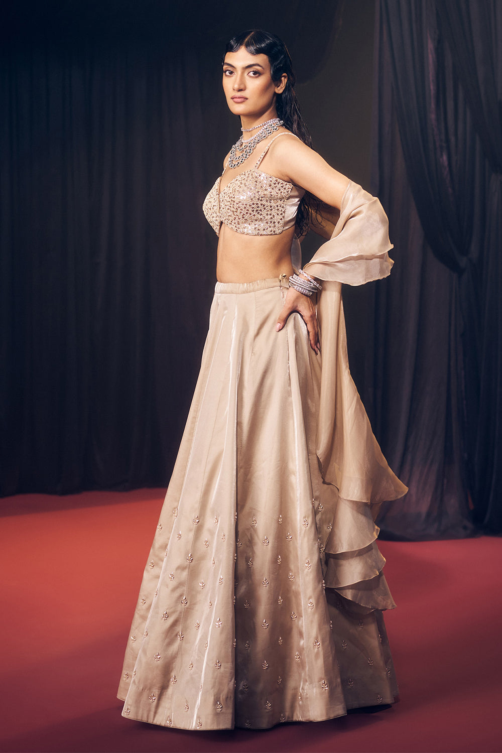 Nude/ Light Gold Lehenga Set
