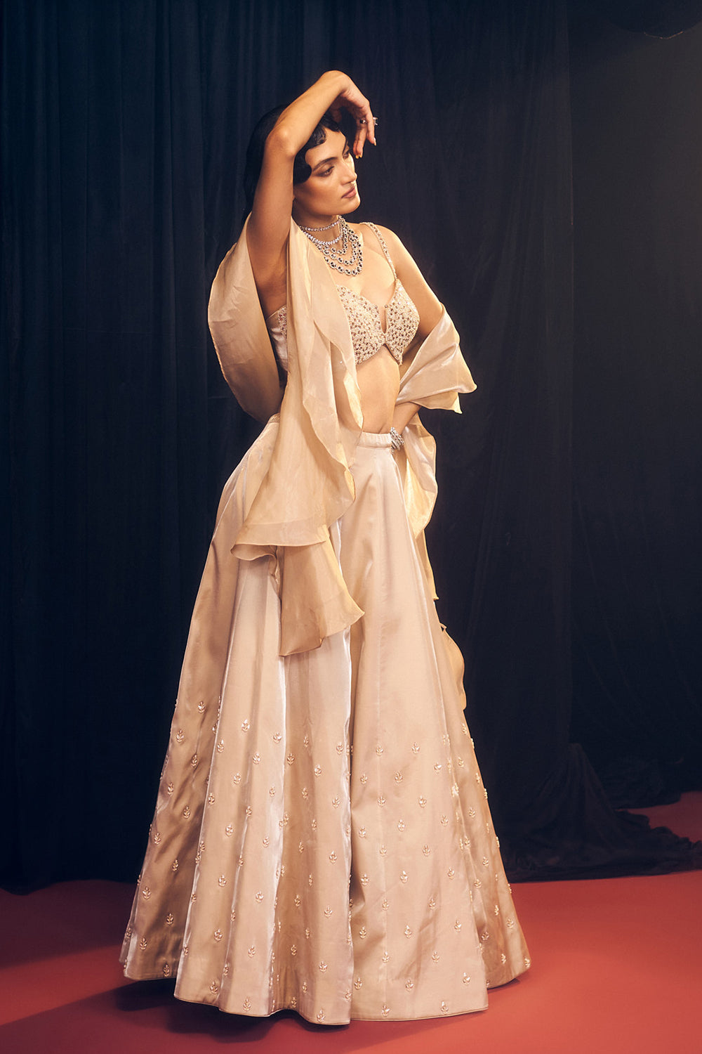 Nude/ Light Gold Lehenga Set