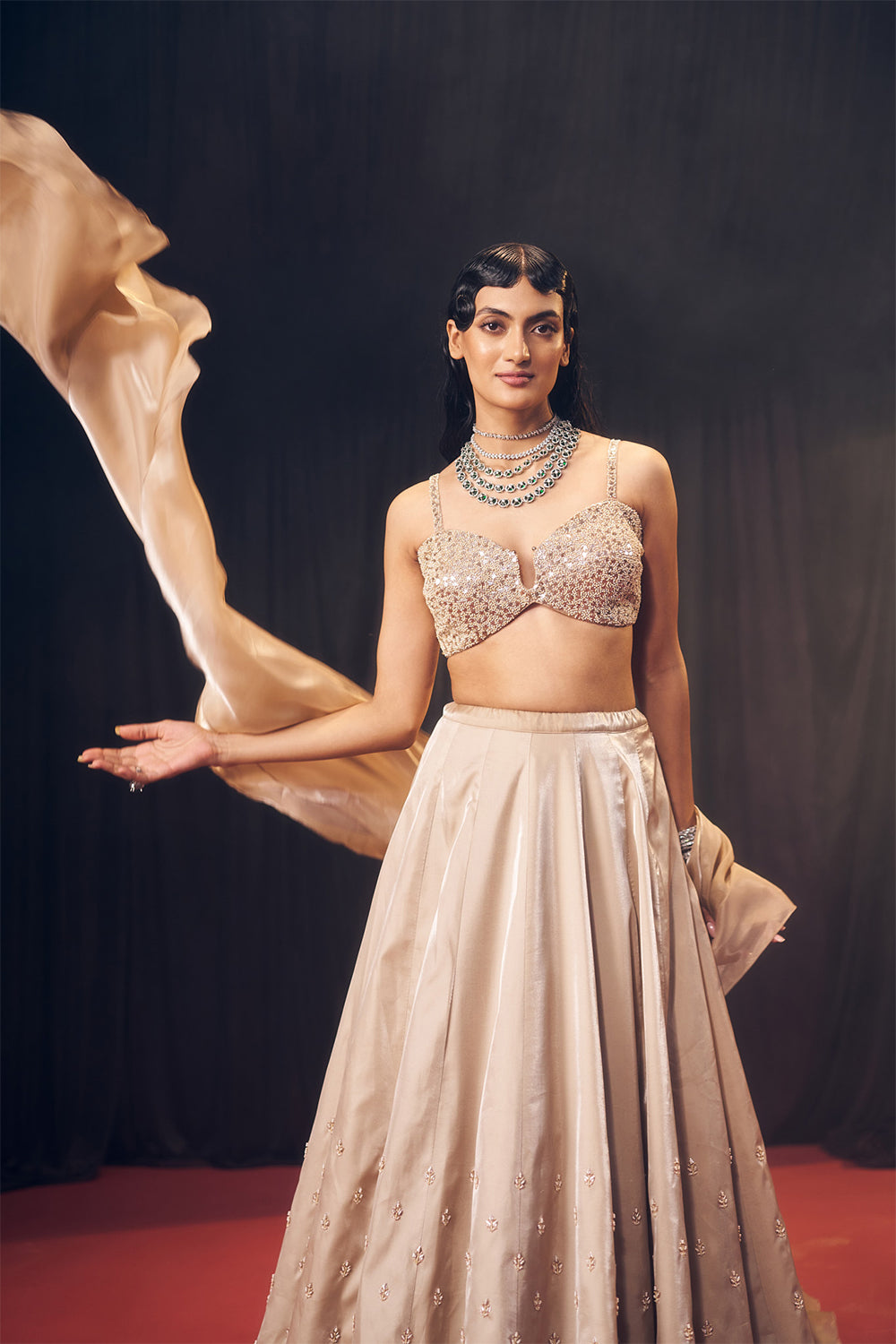 Nude/ Light Gold Lehenga Set
