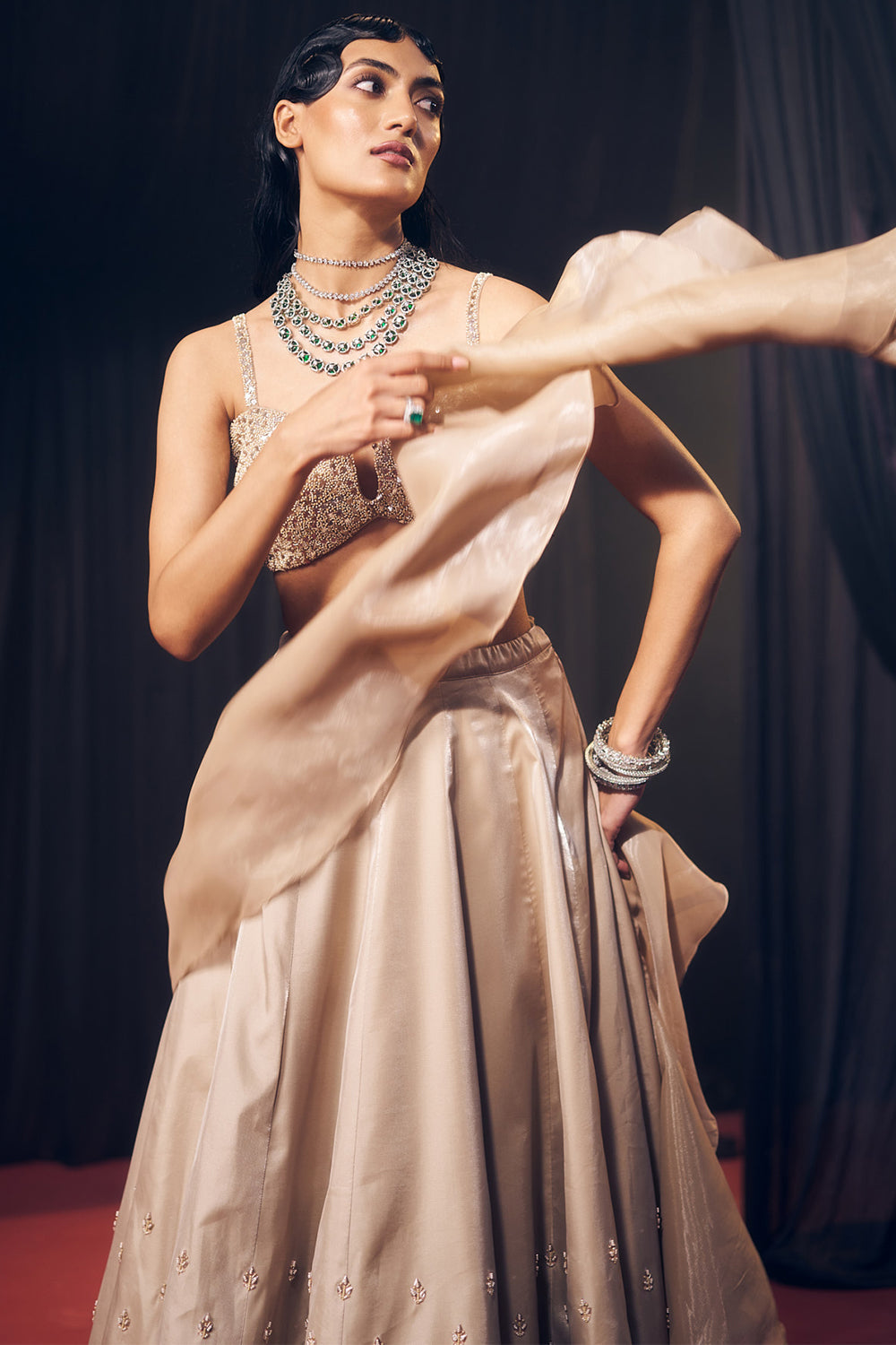 Nude/ Light Gold Lehenga Set