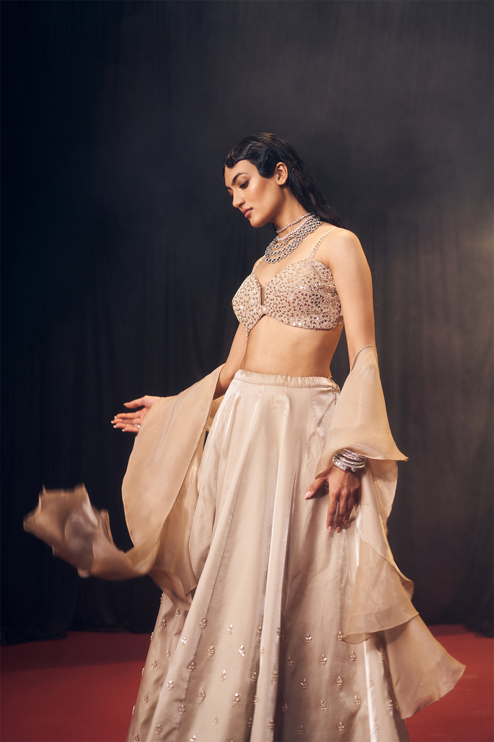 Nude/ Light Gold Lehenga Set