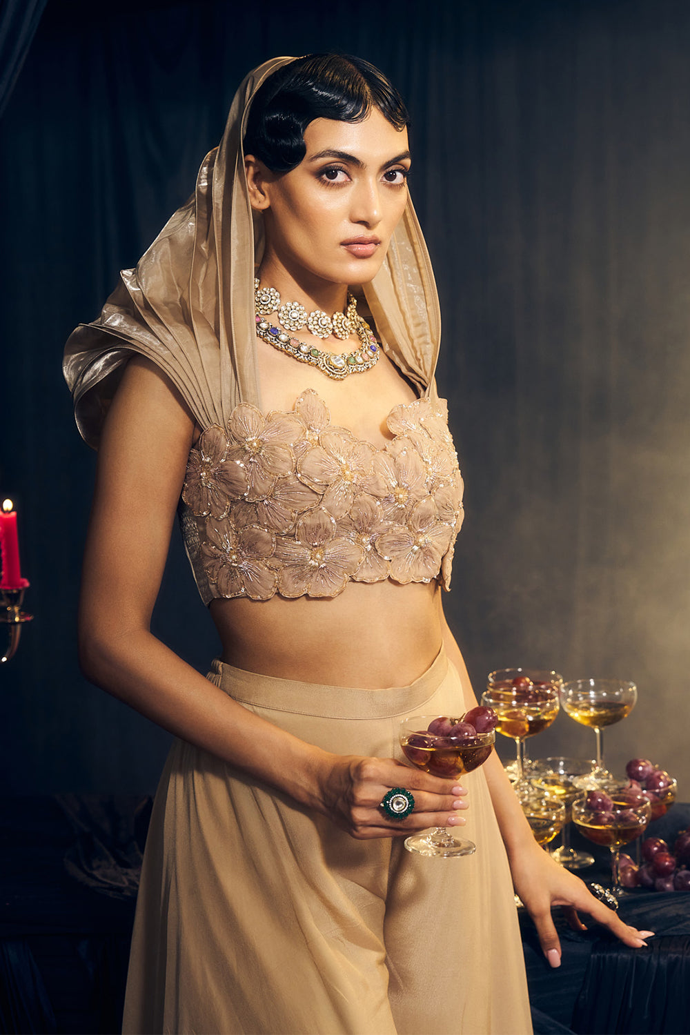 Nude/ Light Gold Pallazo Set